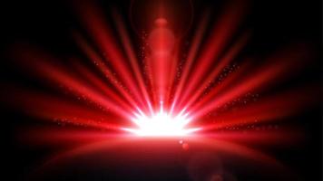 Red Rays with Lens Flare isolated on Black Background. Widescreen Resolution Vector Illustration