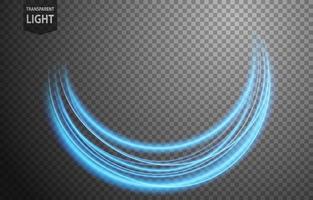 Abstract blue wavy line of light with a transparent background, isolated and easy to edit. Vector Illustration