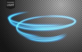 Abstract blue wavy line of light with a transparent background, isolated and easy to edit. Vector Illustration