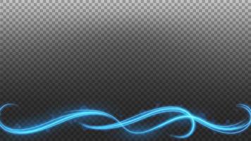 Abstract blue wavy line of light with a transparent background, isolated and easy to edit. Vector Illustration