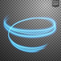 Abstract blue wavy line of light with a transparent background, isolated and easy to edit. Vector Illustration