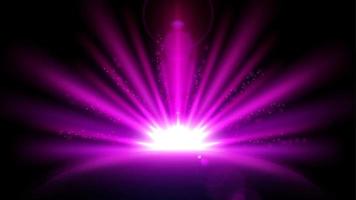 Violet Rays with Lens Flare isolated on Black Background. Widescreen Resolution Vector Illustration