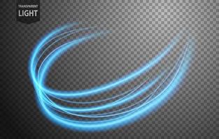 Abstract blue wavy line of light with a transparent background, isolated and easy to edit. Vector Illustration