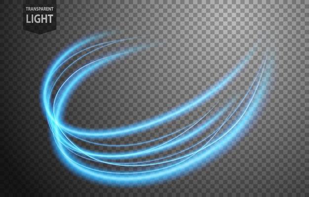Abstract blue wavy line of light with a transparent background, isolated and easy to edit. Vector Illustration