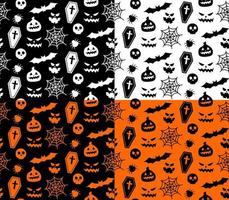 Seamless repeating pattern with Halloween symbols. silhouettes vector