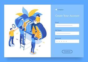 Student characters learning online at home character reading book in online library Premium Vector