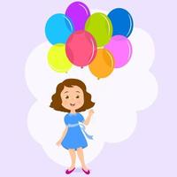 girl holding balloons for party decoration vector