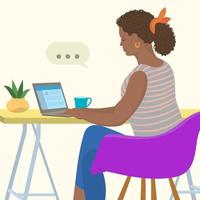 african american female freelancer working at home vector