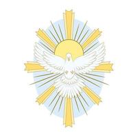 Dove of holy spirit with lights vector