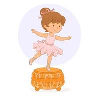 Music box. small baby girl ballerina vector