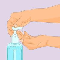 using alcohol gel clean wash hand sanitizer vector