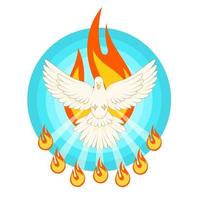 paloma de espíritu santo con siete luces vector