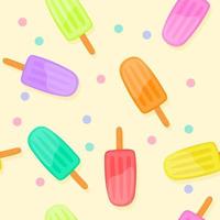 Paletas de hielo y patrón de confeti sobre un fondo blanco. vector