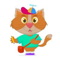 Kitten character preparing to go to school vector