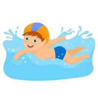 small swimmer boy in pool vector