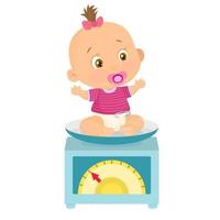 Small child weighed on a scale vector