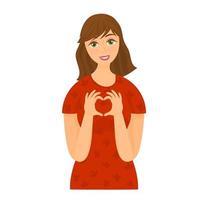 Woman making heart shape with hands vector