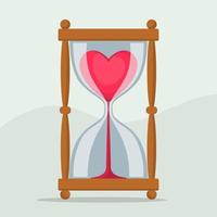 Time to love, hourglass with heart inside vector