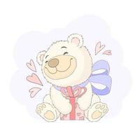 Romantic cute bear. love symbol for valentine's vector