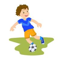 Primary school student kicks a football vector