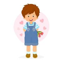 Boy with flowers for mom vector