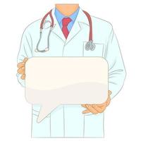 Doctor holding blank white banner vector