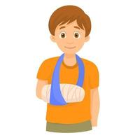 Child with a broken arm after accident vector