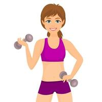 Girl doing exercises in the gym vector