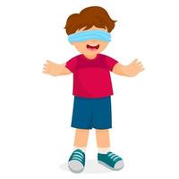 boy playing in school blindfolded vector