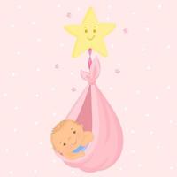 A newborn baby floating in a star vector