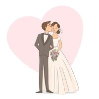 Happy wedding couple. Bride and groom on their wedding day vector
