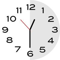 Half past 12 o'clock analog clock icon vector