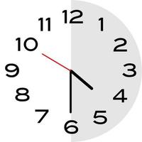 Half past 4 o'clock analog clock icon vector