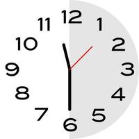 Half past 11 o'clock analog clock icon vector