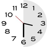 Half past 3 o'clock analog clock icon vector