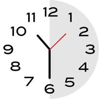 Half past 10 o'clock analog clock icon vector