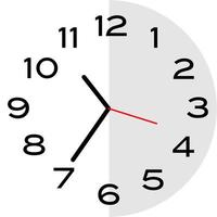 25 minutos a las 11 en punto icono de reloj analógico vector