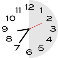 25 minutos a las 9 en punto icono de reloj analógico vector
