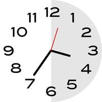 25 minutos a las 4 en punto icono de reloj analógico vector