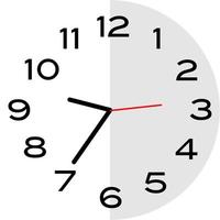 25 minutes to 10 o'clock analog clock icon vector