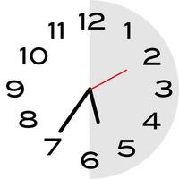 25 minutos a las 6 en punto icono de reloj analógico vector