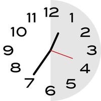 25 minutos para la 1 en punto icono de reloj analógico vector