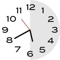 20 minutes to 6 o'clock analog clock icon vector