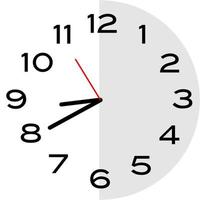 20 minutes to 9 o'clock analog clock icon vector