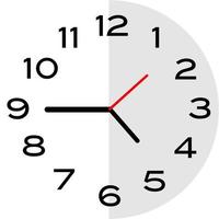 Quarter to 5 o'clock analog clock icon vector