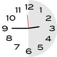 cuarto para las 3 en punto icono de reloj analógico vector