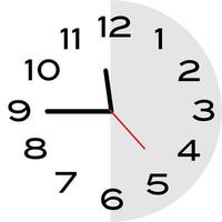 Quarter to 12 o'clock analog clock icon vector