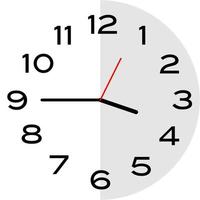 cuarto para las 4 en punto icono de reloj analógico vector