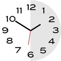 10 minutes to 2 o'clock analog clock icon vector