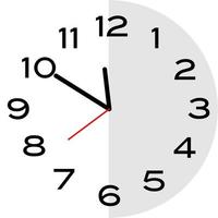 10 minutes to 12 o'clock analog clock icon vector